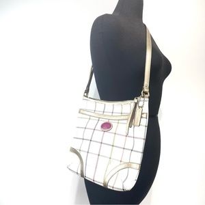 Coach Peyton Tattersal Plaid Rainbow Gold Accent Plaid Messenger